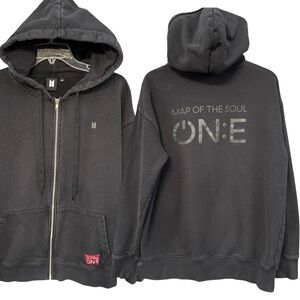 BTS Map of the Soul ON:E Black Zip Hoodie Sweatshirt Size Large L Kpop Merch